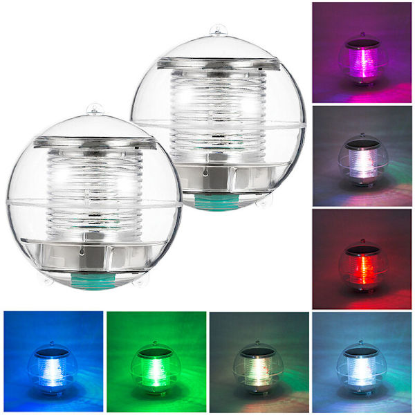 Solcellsbelysning för Pool, Vattentät Flytande Nattlampa med Färgbyte för Pool Damm Fontän Trädgårdsfest Heminredning, 2-pack (Rund Bollform)