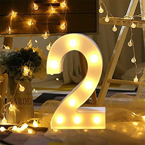 Nummerlys, skilte lyser op Talbogstaver Lampe til bryllupsfødselsdagsfest Julelampe Natlys Hjemmebardekoration（2）