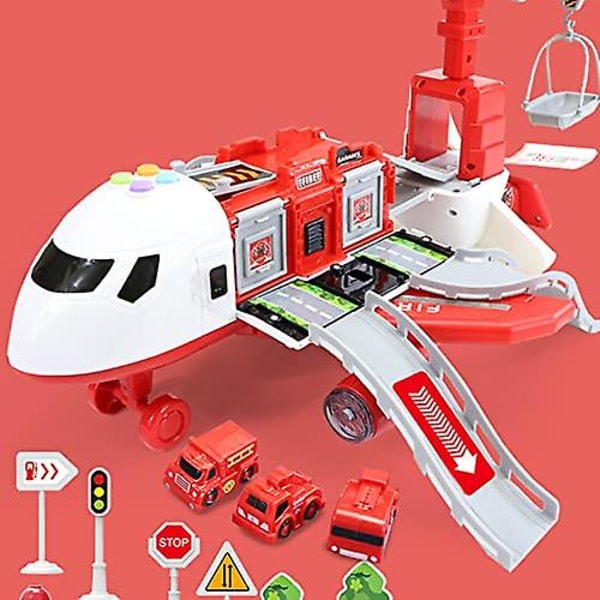 Transport Cargo Flygplan Billeksak Set för 3+ år gamla pojkar och flickor, modell Tröghet Push Pull Hållbar plast Födelsedagspresent