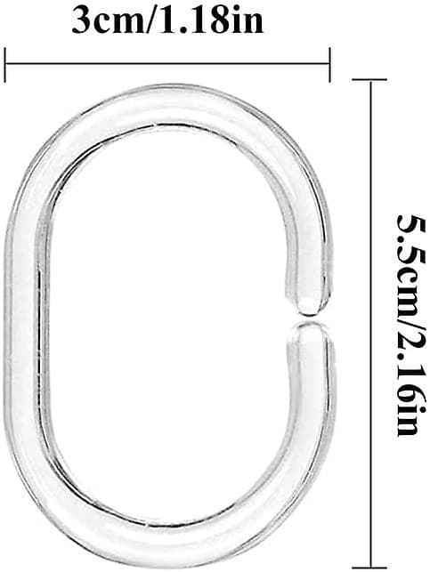 12 st transparenta badkarsringar i plast, C-formade duschdraperiringar, gardinringar