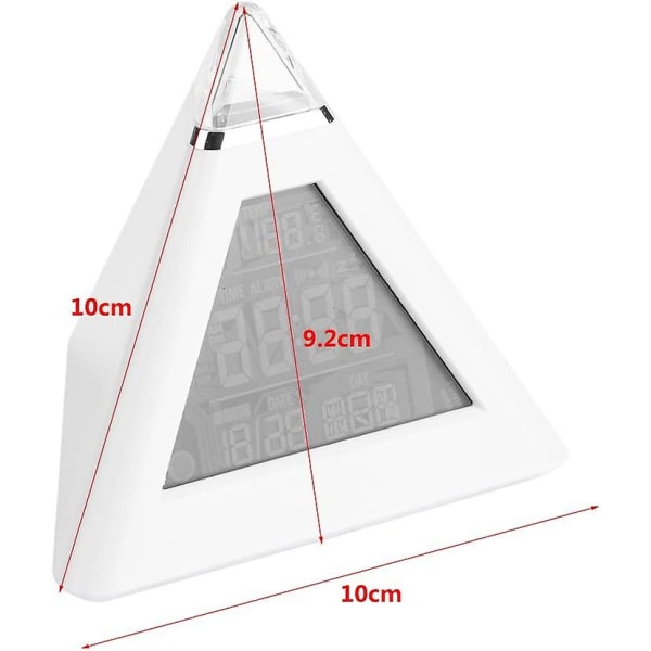 Pyramid LED-väckarklocka, digital display, färgförändrande digital temperaturkalender, datum och tid