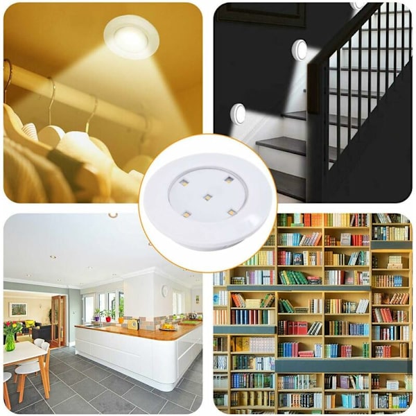 TTIO 3st Trådlös LED-bricka Light Fjärrkontroll Under skåpet Dimbara lampor för köksgarderob sovrum (vitt ljus utan batteri)