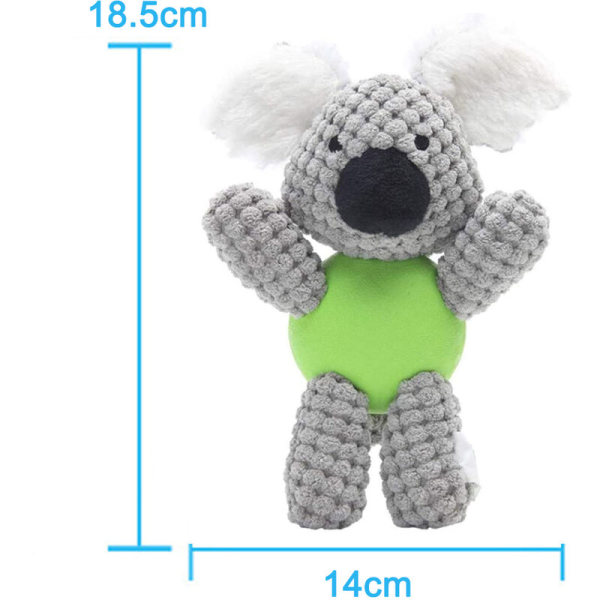 Pivleget hundelegetøj, hundelegetøjstov, hundelegetøj, holdbart tyggelegetøj til tandbørstning, interaktivt træningslegetøj til hvalpe, små og mellemstore hunde, koala