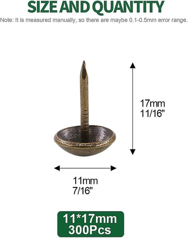 300 delar [7/16\" diameter] Antika dekorativa spikar Möbelspikstiftset - Brons