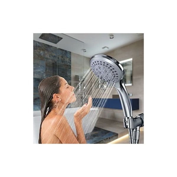 Starkt flöde med duschhuvud 1,5 m Förkromad duschslang Tryck duschhuvudspray med 5 lägen Vattensparande dusch för vuxna Barn Husdjur Gym