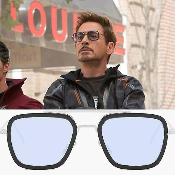 Wekity Solglasögon Vintage fyrkantig metallram Glasögon för män och kvinnor - Iron Man och Spiderman solglasögon