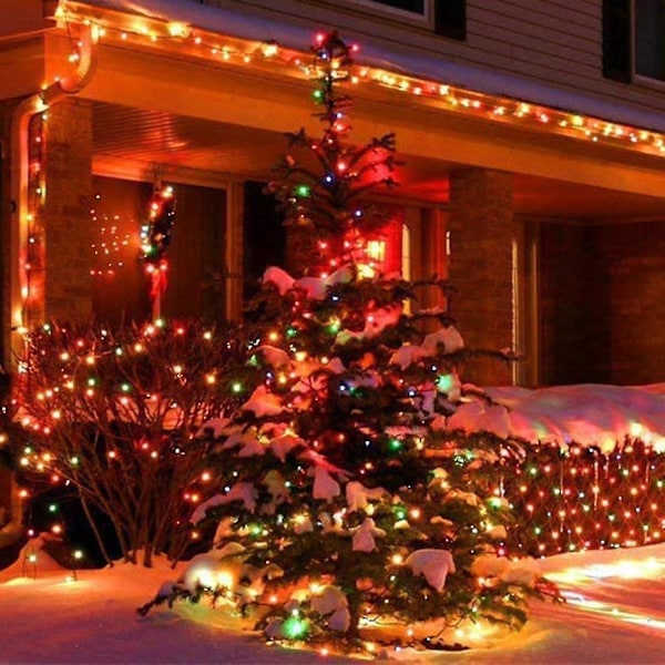 Ljusslinga utomhus färgglada glödlampor, 12m 100 Led, julgransbelysning för festträdgård balkong och inomhus, jul, barnrum, fest,