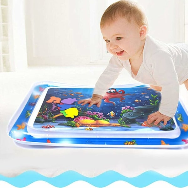 Uppblåsbar vattenmatta för baby , lekmatta för mage Sensorisk leksak Baby Vattentät PVC uppblåsbar lekmatta Stimulerar ditt barns tillväxt