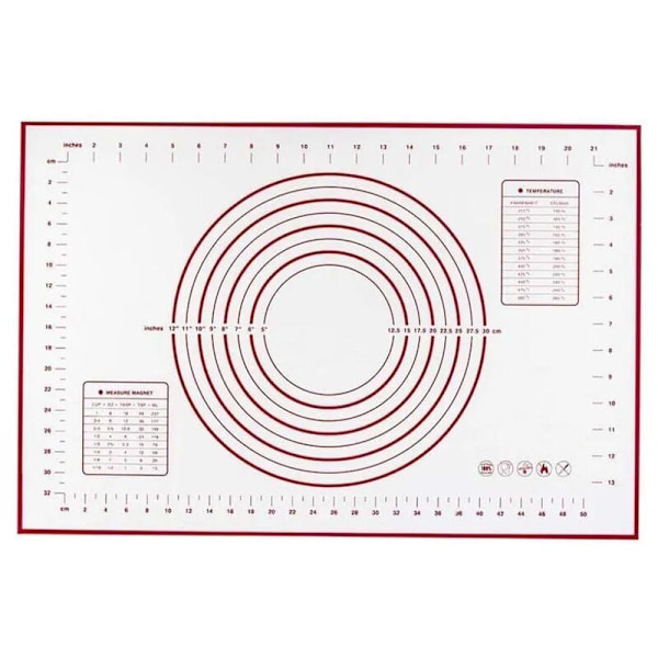 60 x 80 cm bagemåtte, BPA-fri silikone bagemåtte, silikone bageplade arbejdsmåtte med mål til fondant pizzamåtte