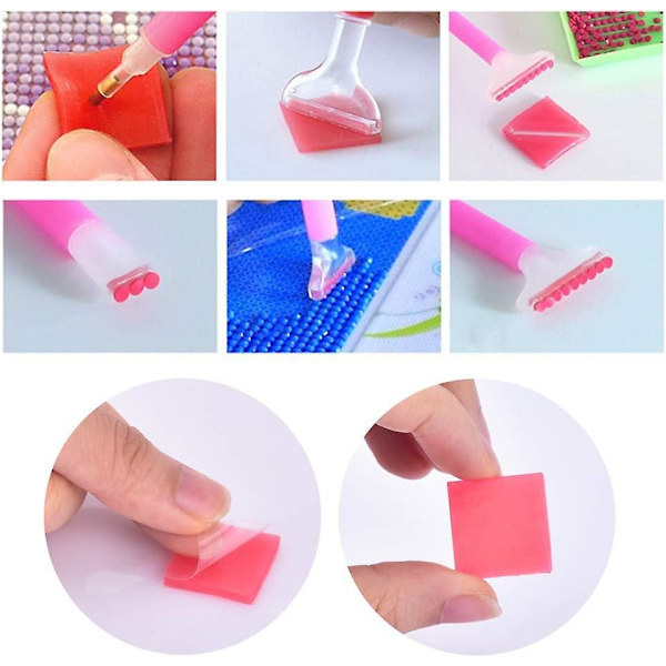 100 st 5d Diamantmålning Limlera Set Klistra In Diy Målning Penna Målning Vax Set Verktyg 2 X 2 Cm