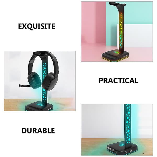 Hörlursställ Headsetställ 3.5mm USB RGB Över-Öra Headset Skrivbordsstöd Konsol