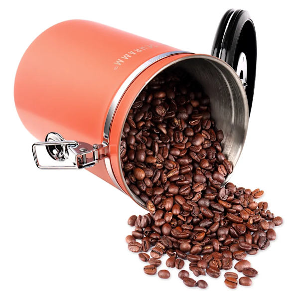 Schramm® kaffeburk 1800 ml i 10 färger med doseringssked Höjd: 19cm Kaffeburkar Kaffeburk i rostfritt stål, färg: orange