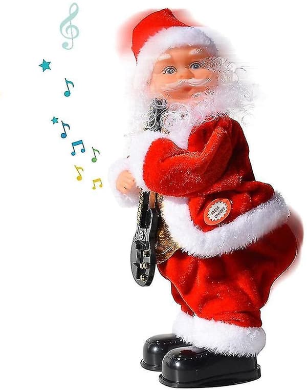 Elektrisk jultomte leksak höftskakande dansande jultomte dockor barn present gitarr