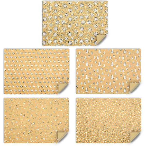 Kraft Julpapper Rulle, Presentpapper 5 Mönster 39\" X 17\"