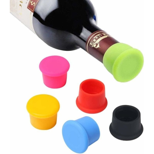 Set of 6 Silicone Wine Stoppers Round Bottle Stopper Beer Beer Stoppers (Random Color)