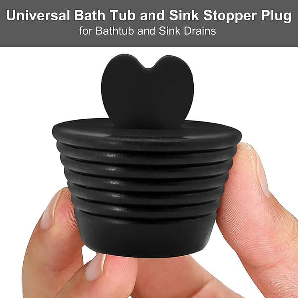 Andet vasktilbehør universelle afløbspropper universel badekarsprop hjerteformet badekarsprop til køkkenvask badeværelsesvask 4,5 * 2,9 * 2,9 cm sort 3 styk