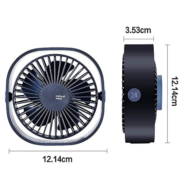 360 roterande justerbar kontorsdator skrivbord USB-fläkt (svart)