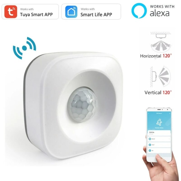 Tuya WIFI PIR Rörelsesensor Rörelsedetektor Sensor Smart Life APP Trådlöst Hem Säkerhetssystem med Alexa Scenuppsättning