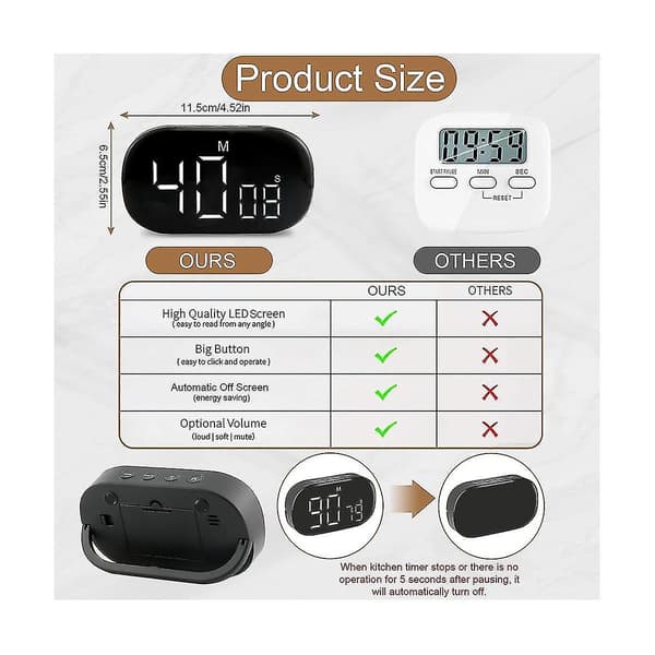 Digital Kök Timer, Digital Timer Ägg Timer, Digital Kök Timer, Stoppur, Väckarklocka, För Lärande, Matlagning