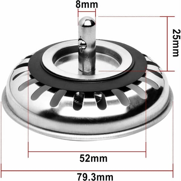 Vaskestopfilter, 2 stk. 80 mm rustfrit stål beskyttelse vask afløb prop til køkken, badeværelse, bruser