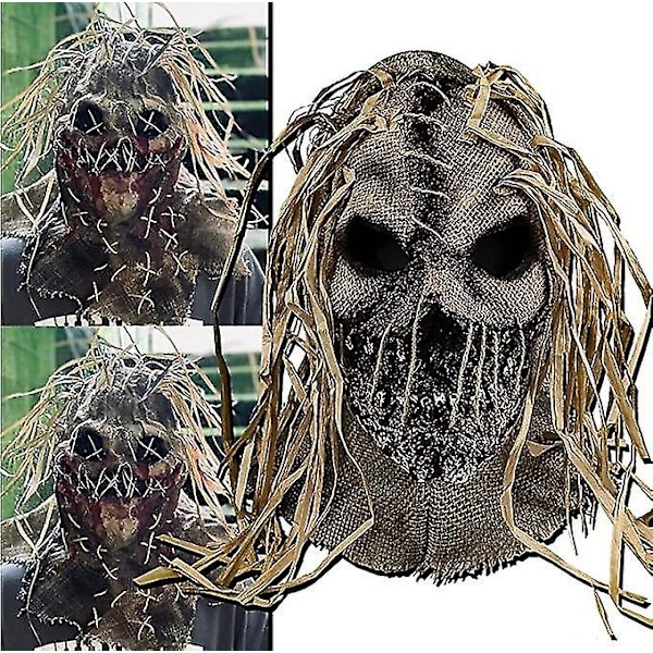 Fågelskrämma Mask Halloween Dekoration Vuxen Läskig Skräck Fullt Huvud Läskig Cosplay Karneval Fest Prop Linne