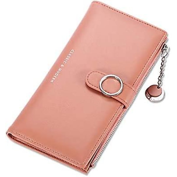 Cute Pink Womens Rfid Blocking Ultra Slim Wallet Credit Card Holder Clutch Purse Leather Purse Multi-slots Long Stylish Purse Bifold Zip Card Coin Pho