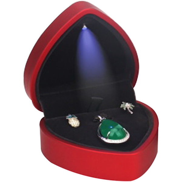 LED smykkeæske elegant fløjl gaveæske vedhæng halskæde armbånd æske med LED lys til smykkedisplay Valentinsdag bryllup forlovelse, rød