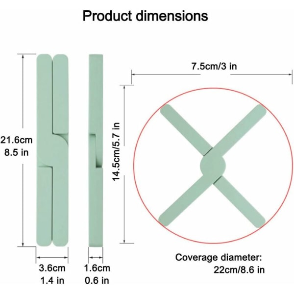 Sæt med 2 korsformede silikoneunderlag til varme retter, foldbare, skridsikre og varmebestandige op til 430°F