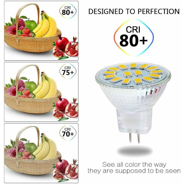 MR11 GU4 5W Kallvit LED-lampa, 6000K 600 lumen LED-lampor, ersättning för 50W halogenlampor, LED-lampor, icke-dimbar, 120° strålvinkel, 10-pack