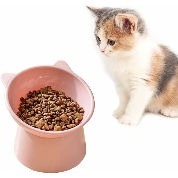 Katteskål Hundeskål Hævet katteskål Anti-opkastning Katteskål Skridsikret foder- og vandskål til små flade hunde (pink)