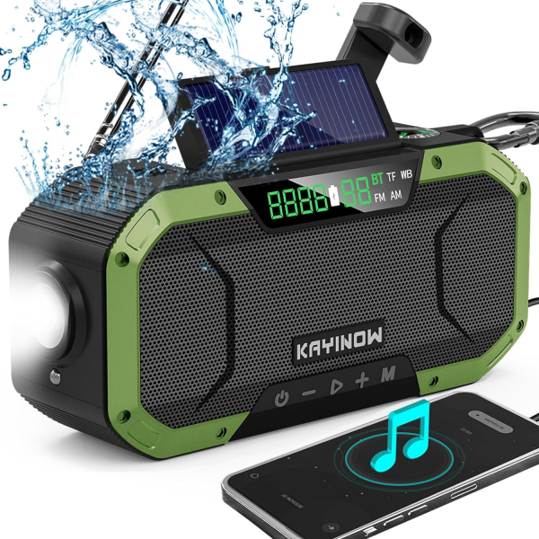 1 piece portable AM FM NOAA weather radio, hand-crank solar radio powered, 5000mAh rechargeable battery powered, cell phone charger