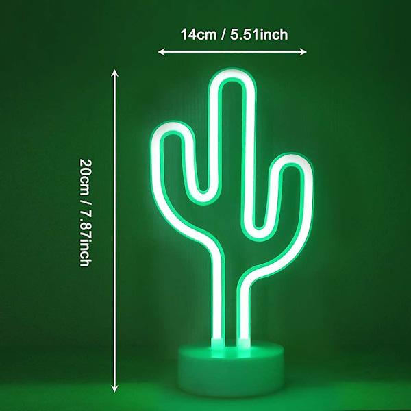Grön Kaktus Neonlampor Led Inomhus Nattbelysning Batteri & USB Ström Neon Skylt Fristående Sockel Neon Nattduksbord Lampor För Barn Barn Sovrum P