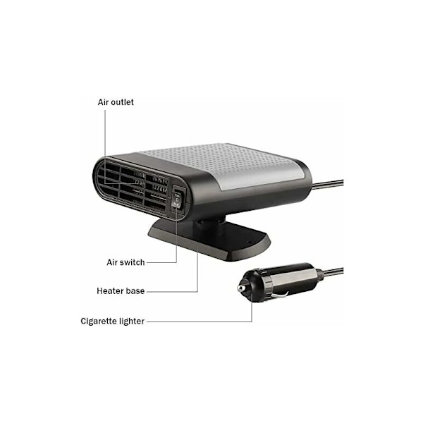 12V 150W Bilvarmer, Bærbar Bilvarmer Køleventilator, Bil Afdugning Afdugning Hurtig Opvarmning med 360 Graders Roterende Base