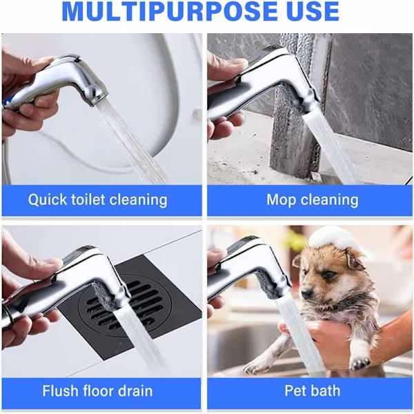 1 Set Toalett Bidet Spray Set - Toalett Hand Bidet Sprayer med 1,5 m Slang och Hållare för Badrum/Feminine Hygien/Kroppsrengöring