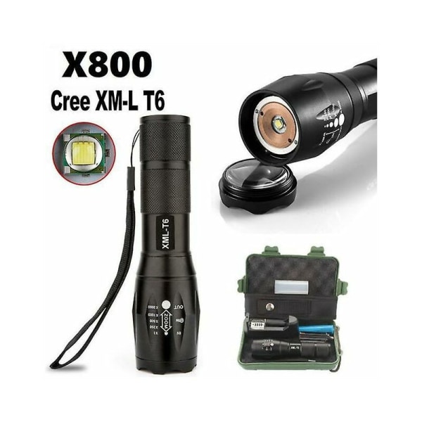 G700 X800 Zoombar Xml T6 LED taktisk ficklampa + 18650 batteri + laddare +  case c2f5 | Fyndiq