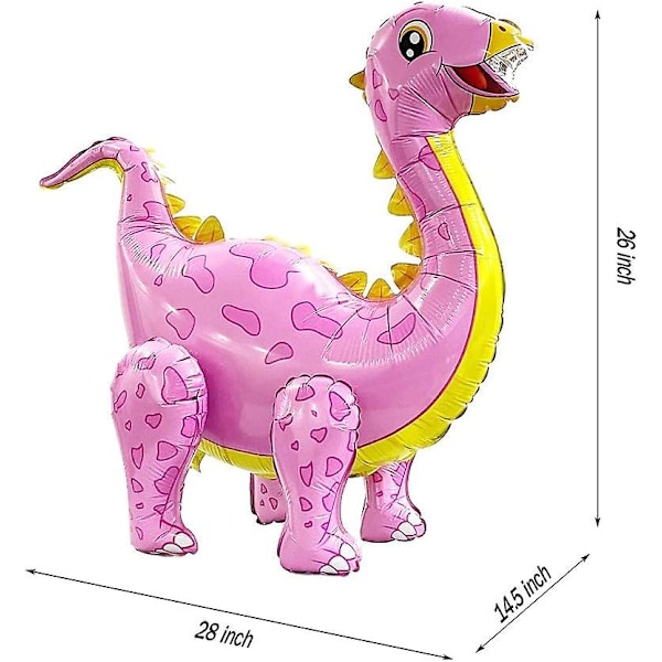 Rosa gigantisk dinosaur Tanystropheus ballong for bursdagsfestdekorasjoner, søt selvstående Dino aluminiumsfolie ballonger, oppblåsbare dyreballonger