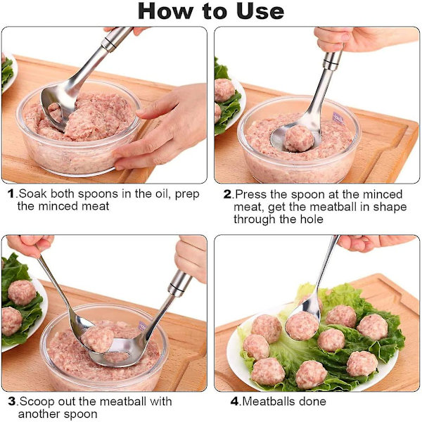2-delad rostfritt köttbullssked, non-stick köttbullssked köttbullssked