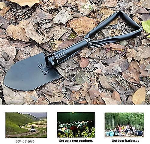 Bärbar hopfällbar campingspade och hacka, bärväska