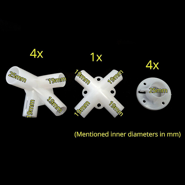 1 Set Reservdelar Fötter Hörn Center Connector Intubation Tillbehör Ersättning för vandring Markis Tält Utomhus Gazebo Trip9PCS