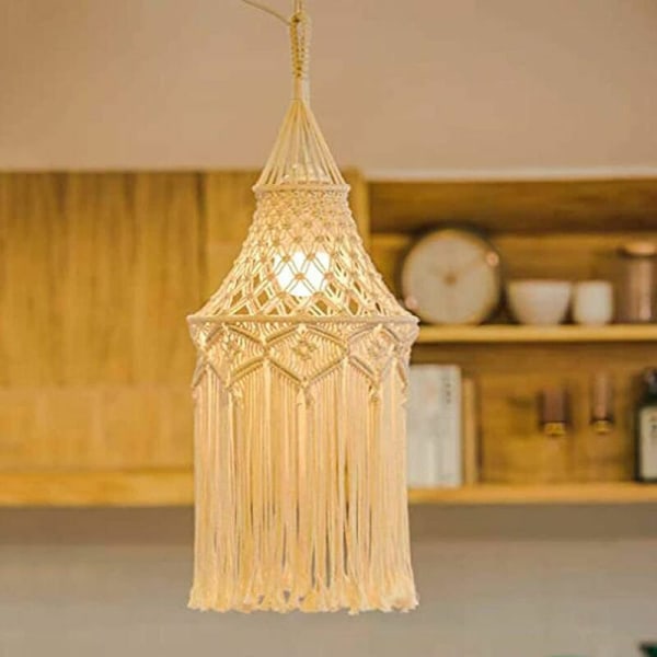Stickad lampskärm matchande takskärm, taklampa för vardagsrum, sovrum och  badrum, handvävd bohemisk dekoration (Vit1, 30-80cm) Vit1 a4a6 | Fyndiq