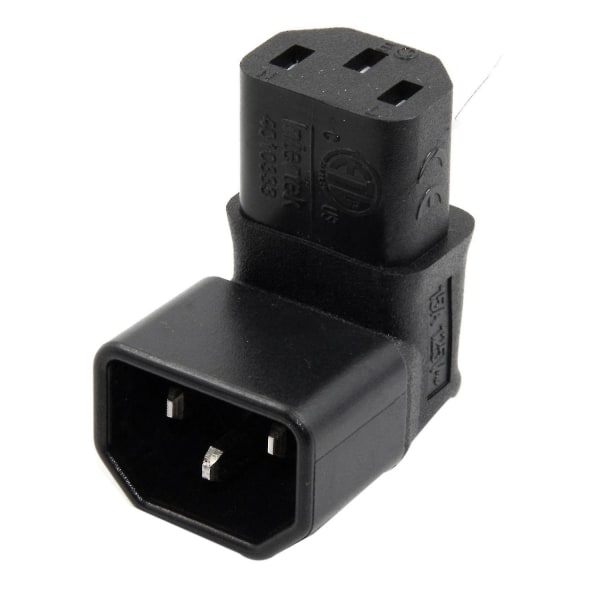IEC hane C14 till uppåt vinklad IEC hona C13 strömkabeladapter