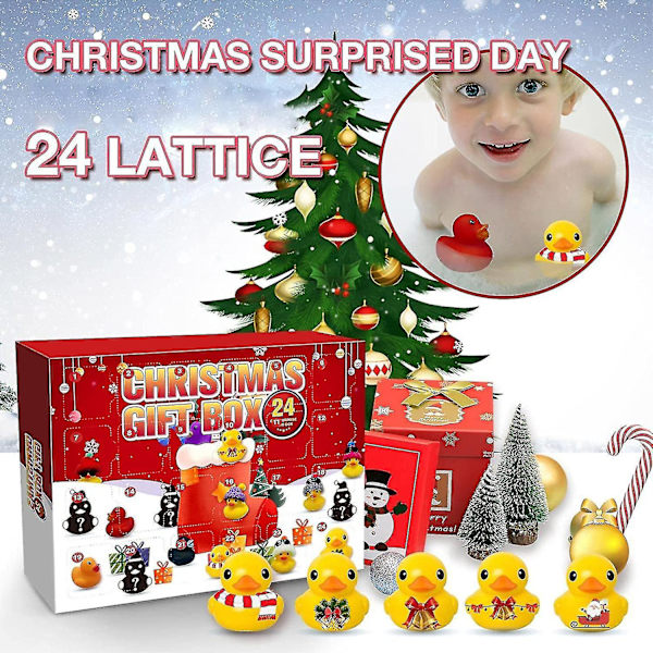 Adventskalender 2022 för toddler, juladventskalender med 24 gummiankor för pojkar Flickor, gummibadleksak Ducky, ankor adventskalender jul