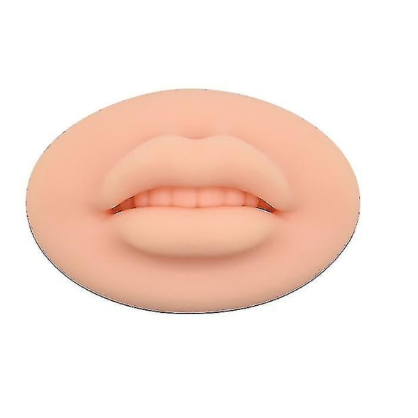 Open Mouth 3d Lip Best Practice Silikonhud med tänder Makeup Lip Mannequin-9（ljusbeige）