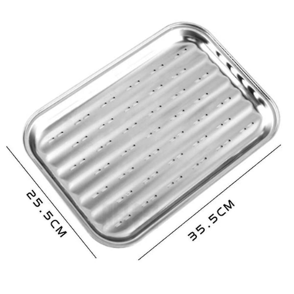 Rostfritt stål bricka rektangulär grillad fiskplatta med hål ångad risplatta stansning non-stick grillplatta