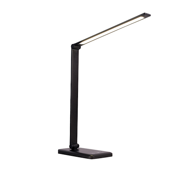 LED-skrivbordslampa med touch-dimmer och USB, svart svart
