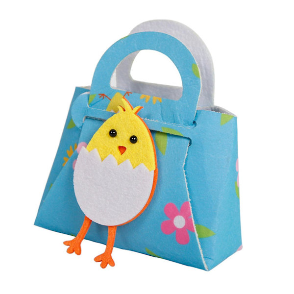 Påskfiltpåse Tote-kanin Presentpåsar Filtgodisförvaringspåse Rabbit Chick BagsBlå