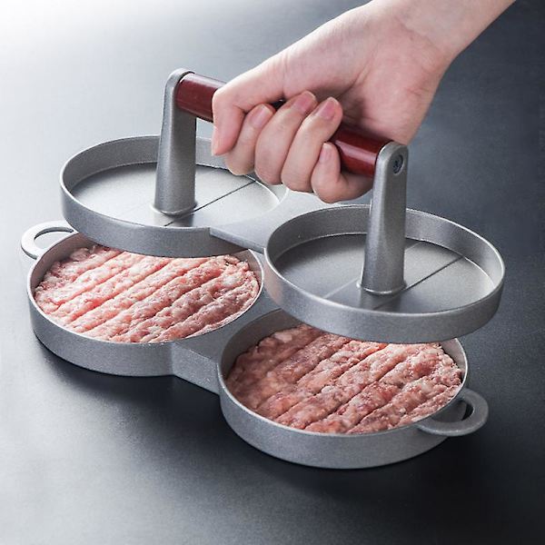 Högkvalitativ rund hamburgerpress i aluminiumlegering för hamburgare, köttfärs, grillburgare, köksredskap