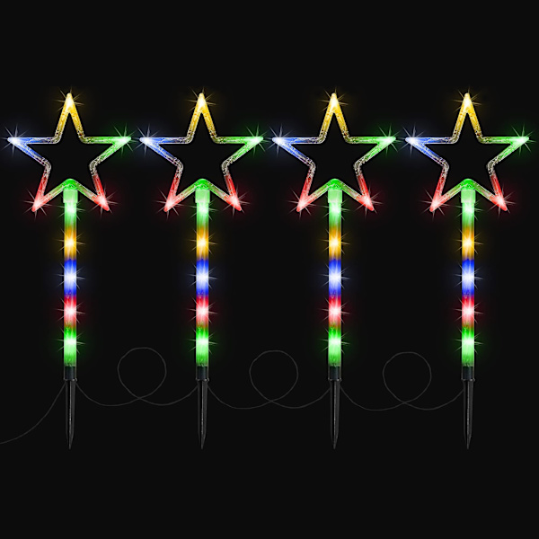 Star Path Lights Led Christmas Outdoor Pathway Dekorationer Batteridriven set av 4 (multi LED)