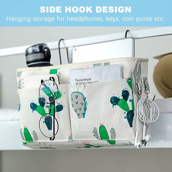 Loft seng ramme, sæt med 2 loft seng ramme med kroge sovesal seng opbevaring rack caddy skrivebord opbevaring rack til sovesal køjeseng sengegavl