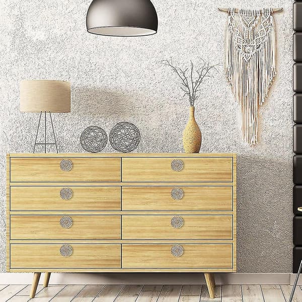 Boho Rattan Byråknoppar Runda Skruvar Kompatibla Boho Möbelknoppar 6st